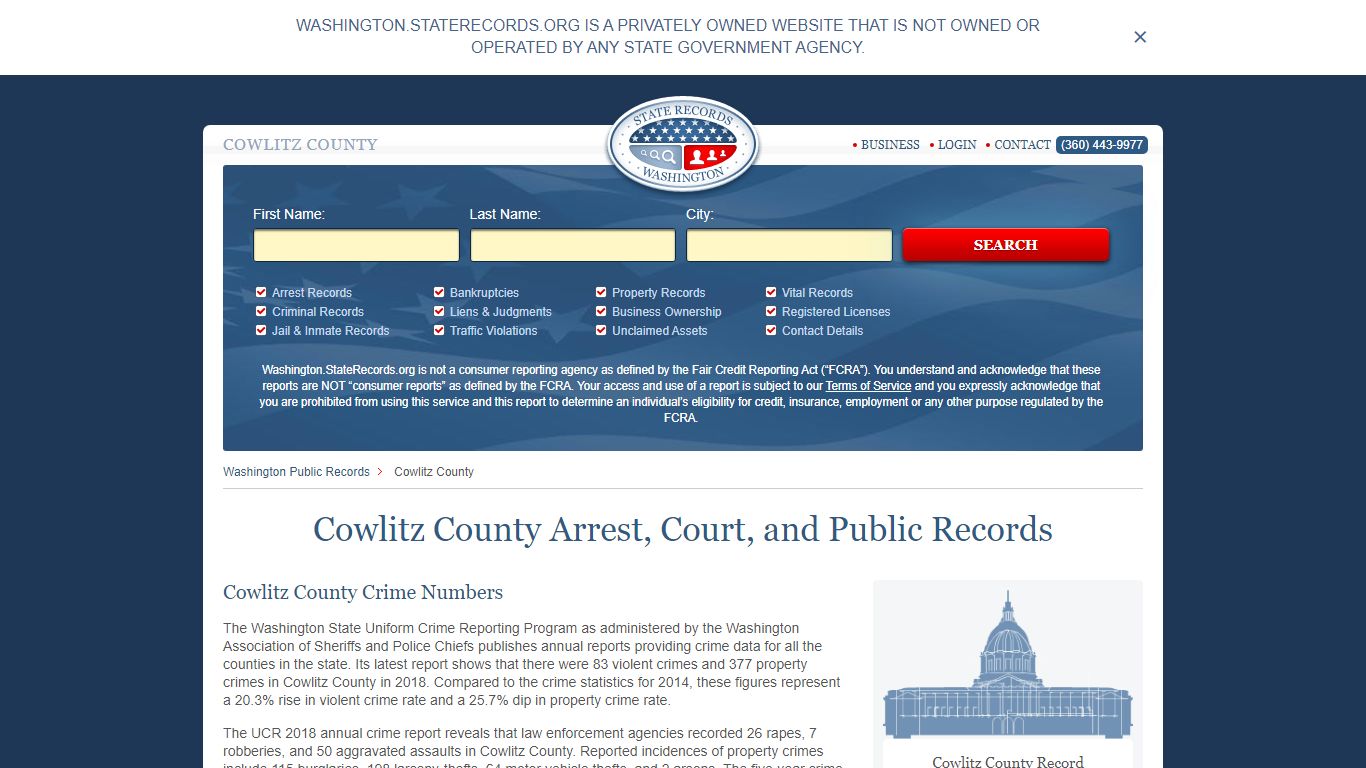Cowlitz County Arrest, Court, and Public Records
