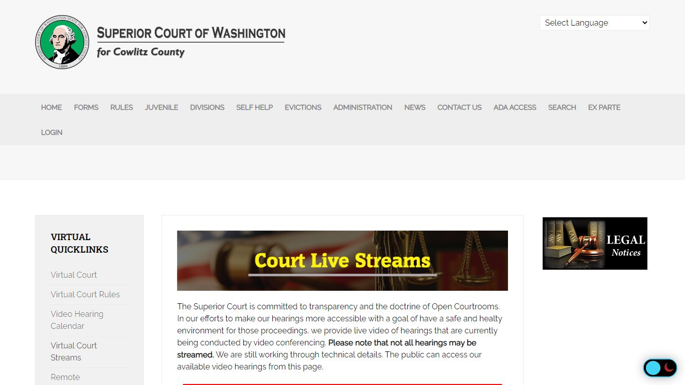 Courtroom Live Streams